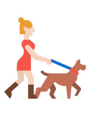 Köpekle koşan kişinin vektör çizimi