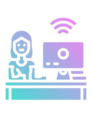 Dizüstü bilgisayarı olan kadın masada oturuyor. 