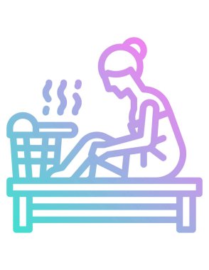 Kadın beyaz arka planda kaplıcada rahatlar.