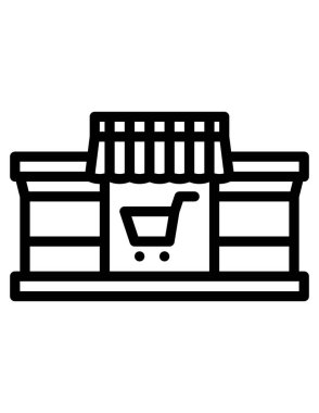 süpermarket binası simgesi, vektör illüstrasyonu