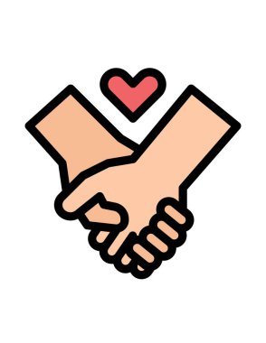 el ele tutuşan kalp ikonu vektör illüstrasyonu