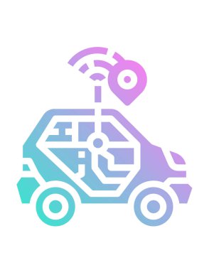 Beyaz arkaplanda akıllı arabanın vektör çizimi