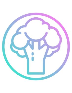 beyaz arkaplanda izole edilmiş düz biçimli brokoli simgesi