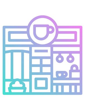 Kafe binası simgesi, vektör illüstrasyonu