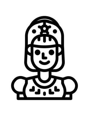 Çinli bir tanrının şirin çizgi film karakterinin vektör çizimi