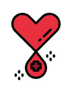 Karikatür tarzında bir kalp ikonu beyaz arkaplanda izole edilmiş. tıbbi sembol vektör illüstrasyonu