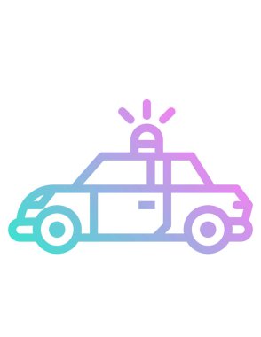 Beyaz arkaplanda polis arabasının vektör çizimi