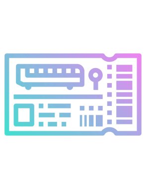 Bilet ikonu. vektör biçimi yuvarlak açılı düz ikonik sembol, beyaz renk, kahverengi arkaplan.