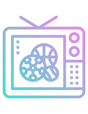 TV izleme vektör simgesi. biçim iki renkli düz sembol, mavi ve gri renkler, yuvarlak açılar, beyaz