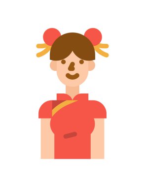 Beyaz arka planda kız çizgi film ikonu. vektör illüstrasyonu