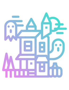 Bir grup evin vektör illüstrasyonu