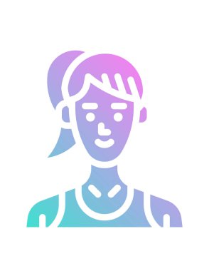 Beyaz arka planda izole edilmiş düz stil bir kadın yüzü simgesi. vektör illüstrasyonu