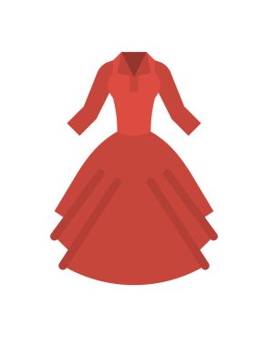 Beyaz arka planda izole edilmiş düz stil moda elbise ikonu. giysi ve aksesuarlar sembol vektör illüstrasyonu.