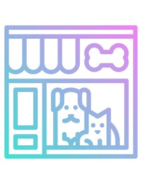 Dükkan inşa vektör simgesi. biçim düz sembol, pembe renk, yuvarlak açılar, beyaz arkaplan