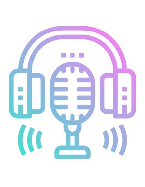 Mikrofon ve kulaklık simgesinin vektör çizimi