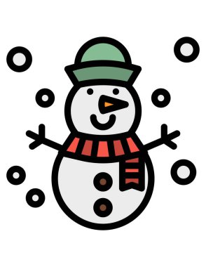 Noel şapkası ikonunda kardan adam 