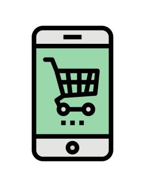 Cep telefonu simgesi vektör illüstrasyon grafik tasarımlı alışveriş arabası