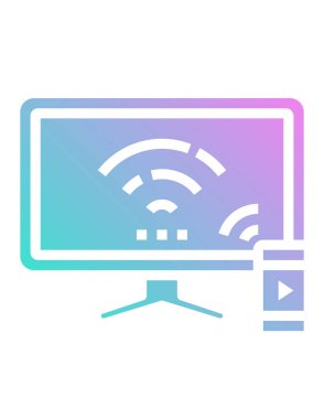 Beyaz arkaplanda TV izleme vektör simgesi