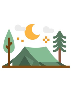 Dağlı ve ağaçlı bir dağ manzarasının vektör çizimi