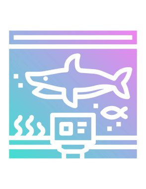 Akvaryum simgesindeki hayvanlar, vektör illüstrasyonu 