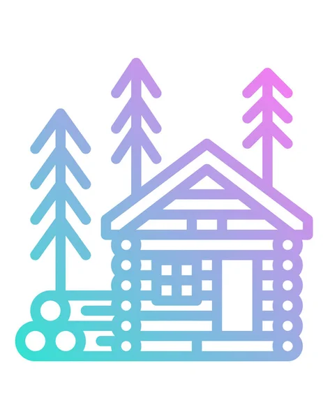 Vektorillustration Der Holzhütte Wald — Stockvektor