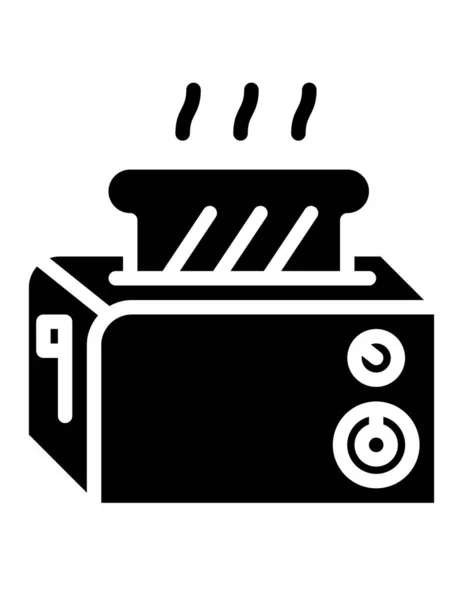 Toaster Symbol Schwarzen Stil Isoliert Auf Weißem Hintergrund Küchensymbol Vektor — Stockvektor