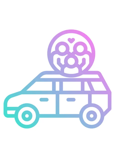 Vector Illustratie Van Familie Auto Witte Achtergrond — Stockvector