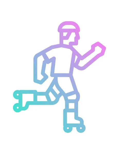 Roller Man Icono Estilo Plano Aislado Sobre Fondo Blanco Deporte — Vector de stock