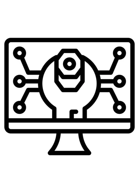 Гайковий Ключ Екрані Комп Ютера Плоска Піктограма Векторні Ілюстрації — стоковий вектор