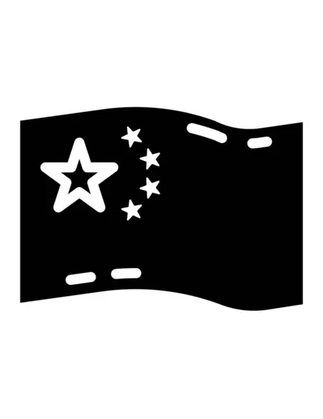 Vector Ilustración Una Bandera China Dibujada Mano Blanco Negro — Archivo Imágenes Vectoriales