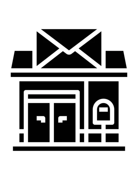 Иконка Здания Почтового Отделения Векторная Иллюстрация — стоковый вектор