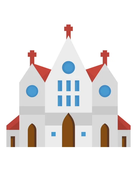 Икона Церкви Плоском Стиле Белом Фоне — стоковый вектор