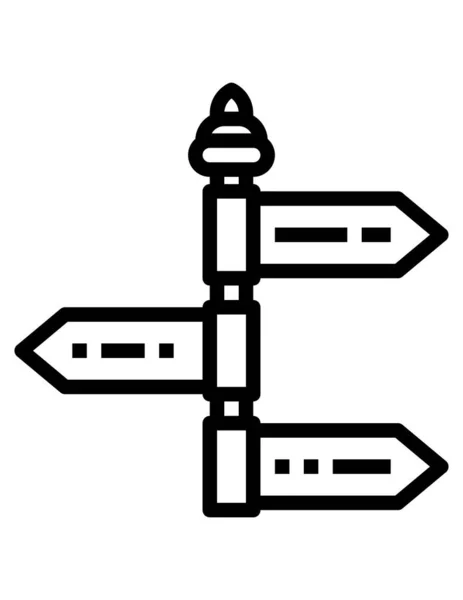 Signpost Ligne Vectoriel Icône — Image vectorielle