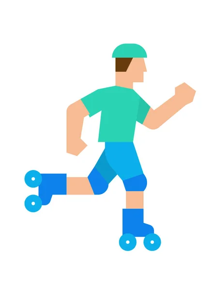 Roller Man Icono Estilo Plano Aislado Sobre Fondo Blanco Deporte — Vector de stock