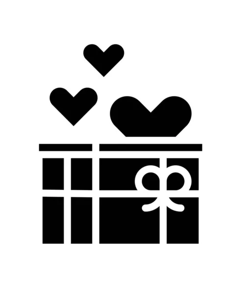 Caja Regalo Con Corazón Icono Cinta Celebración Del Día San — Vector de stock