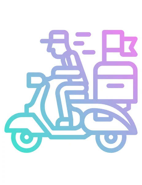 Vektor Illustration Linje Konst Tecknade Motorcykel — Stock vektor