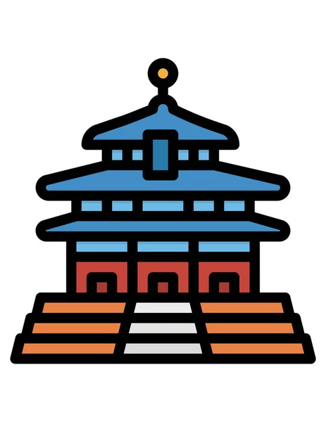 中国の寺院のアイコンベクトル図 — ストックベクタ