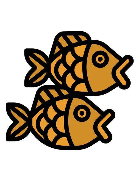 Fisch Comic Ikone Umriss Illustration Des Vektorliniensymbols Für Web — Stockvektor