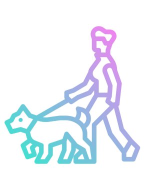 Köpekle yürüyen insanların vektör illüstrasyonu