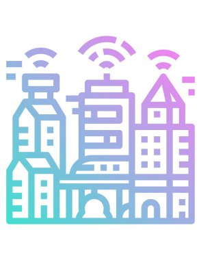 akıllı şehir simgesi, vektör illüstrasyonu