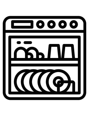 herhangi bir tasarım vektörü çizimi için düz renkli çamaşır makinesi simgesi