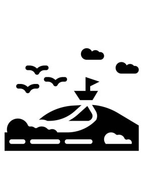 Okyanustaki bir yatın vektör çizimi