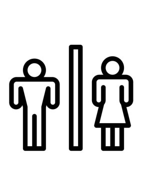 Beyaz arkaplanda tuvalet cinsiyeti işaretinin vektör çizimi