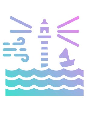 Bir deniz feneri simgesinin vektör çizimi