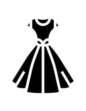 Kadın giysisinin siyah ve beyaz vektör çizimi