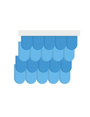 Beyaz arkaplan vektörü illüstrasyonunda düz stil mavi çatı simgesi