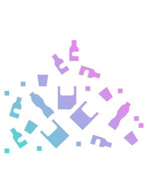 Plastik atık kavramının vektör illüstrasyonu, plastik ürün simgesi