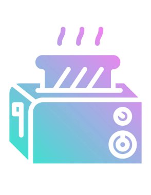 Tost makinesi çizgisi vektör simgesi. biçim iki renkli düz sembol, gri ve cyan renkler, yuvarlak açılar, beyaz 