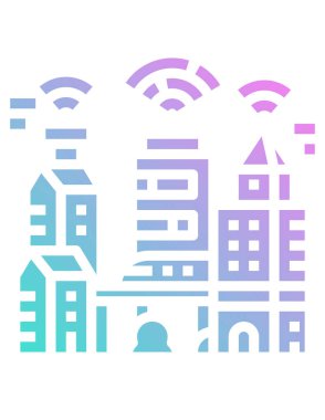 akıllı şehir simgesi, vektör illüstrasyonu