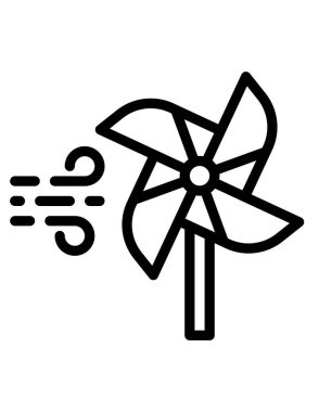 Düz biçimli yel değirmeni simgesi beyaz arkaplanda izole 